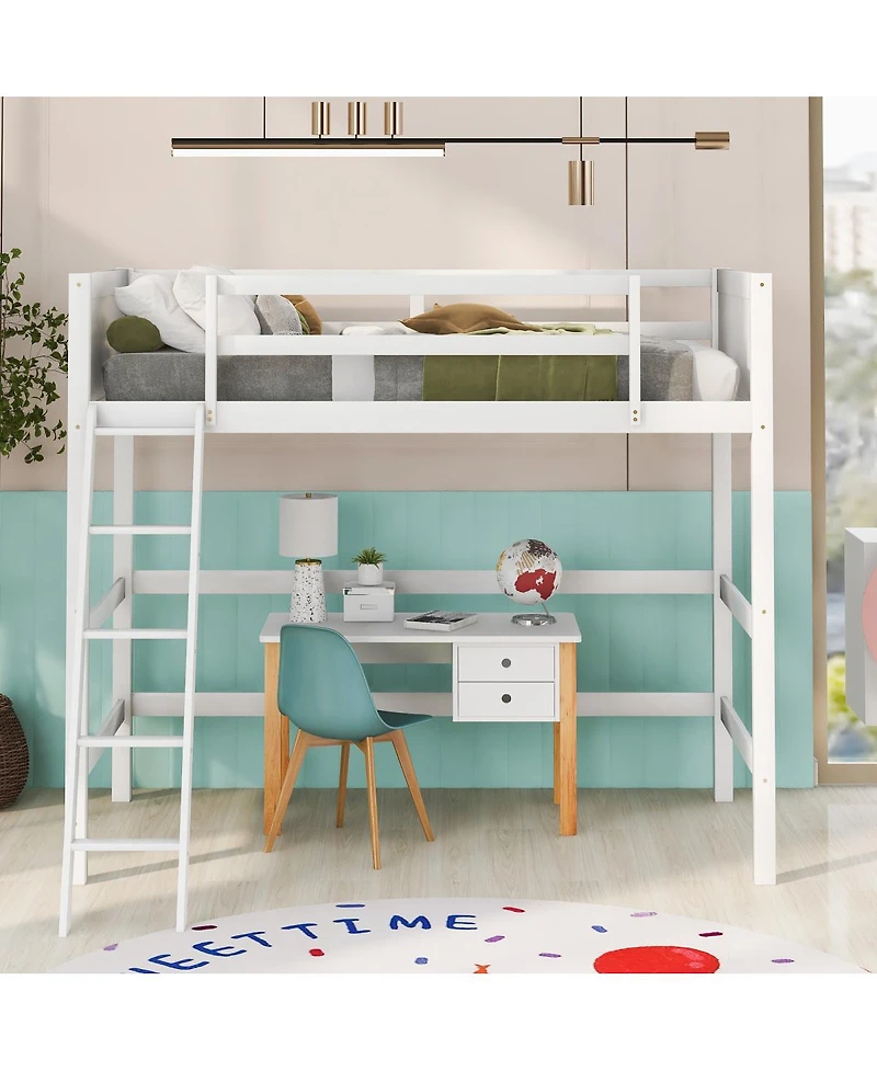 Streamdale Furniture Solid Wood Loft Bed with Ladder