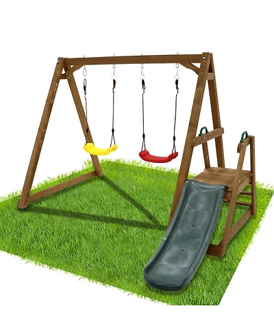 Streamdale Furniture Boys Backyard Swing Set with Slide and Ladder
