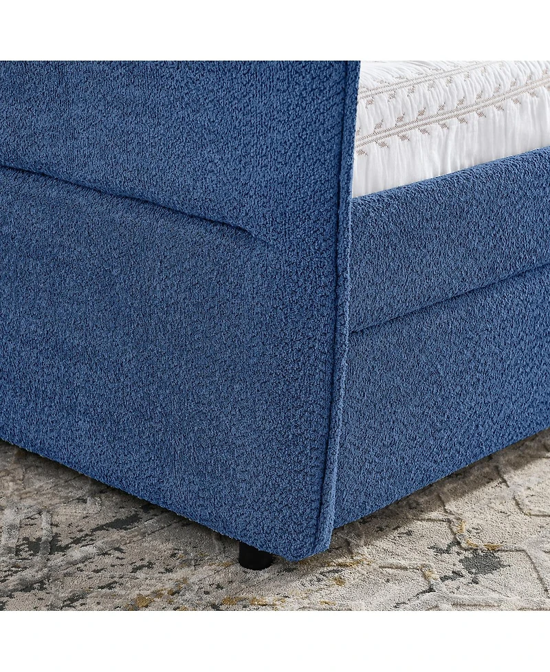 Streamdale Furniture Boucle Daybed w/ 2 Drawers and Tufted Sofa Bed