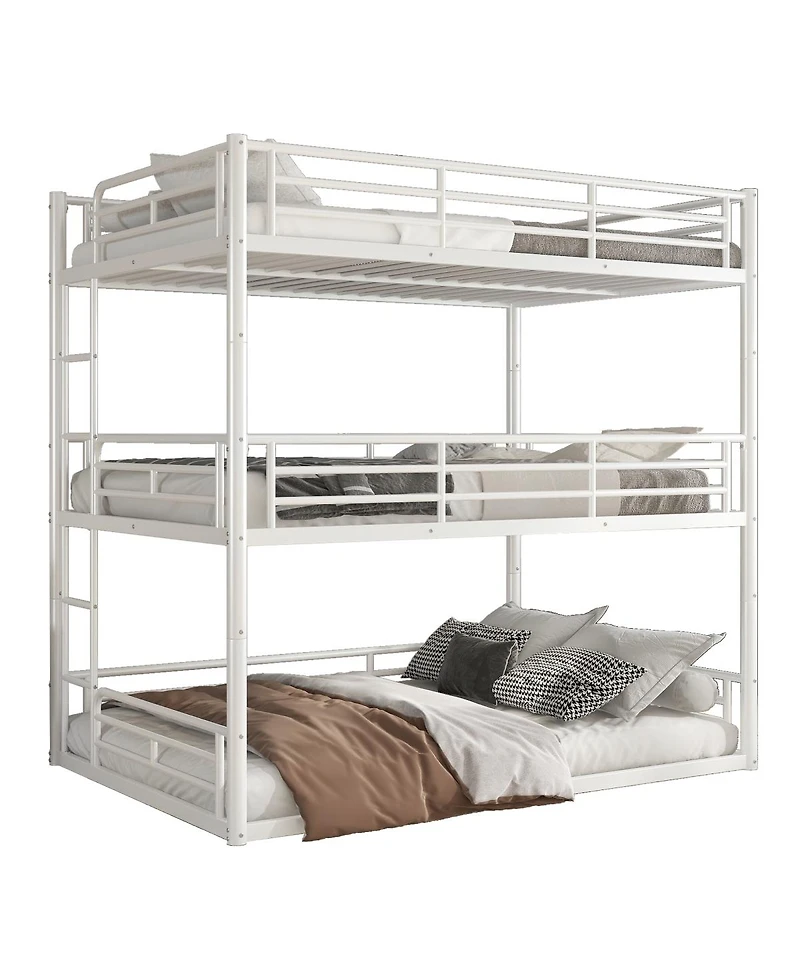 Streamdale Furniture Metal Triple Bunk Bed with Guardrails
