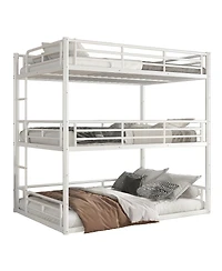 Streamdale Furniture Metal Triple Bunk Bed with Guardrails