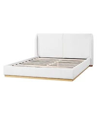 Streamdale Furniture Modern Boucle Winged Bed Frame with Enclosed Wood Base