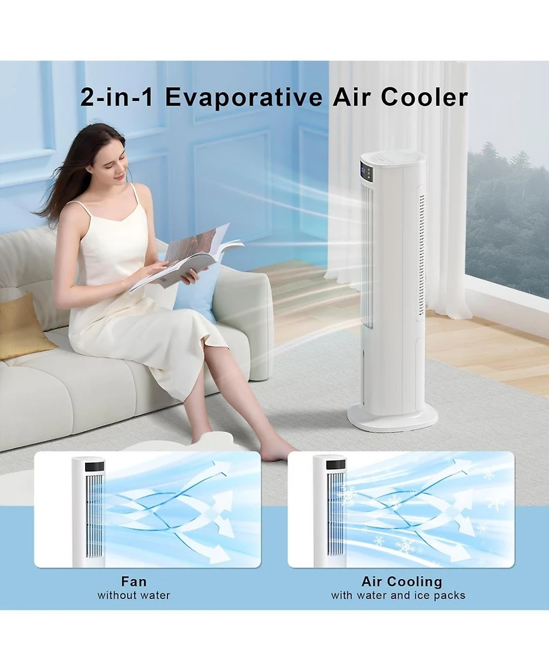 Antarctic Star 2-in-1 Evaporative Air Cooler and Tower Fan, Top-Fill with Remote