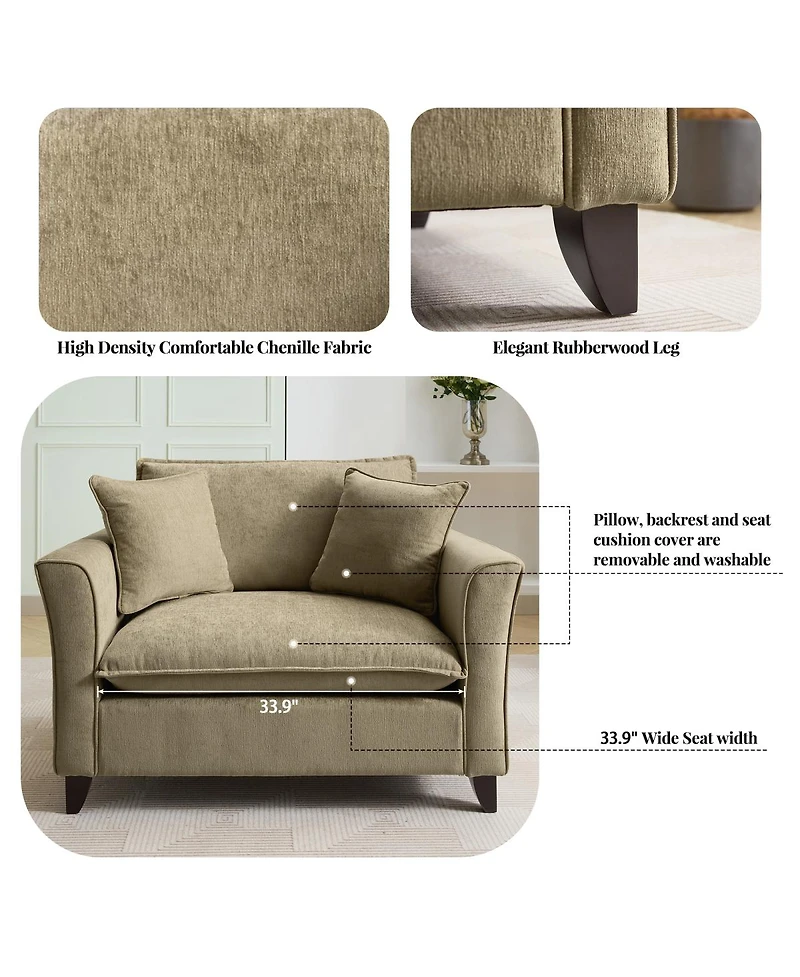 Streamdale Furniture Chenille Oversized Armchair with Pillow