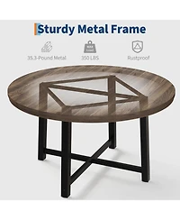 homfan Round Dining Table for 4 to 6 with Metal Frame, Space-Saving Kitchen and Room