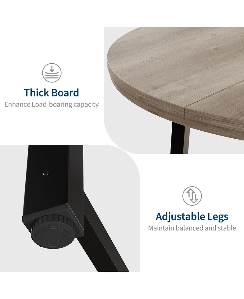 homfan Round Dining Table for 4 to 6 with Metal Frame, Space-Saving Kitchen and Room