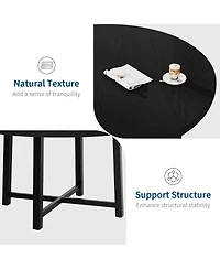 homfan Round Dining Table for 4 to 6 with Metal Frame, Space-Saving Kitchen and Room