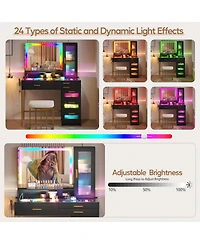 Vlsrka Led Vanity Desk Set with Rgb Mirror, Remote & Charging Station