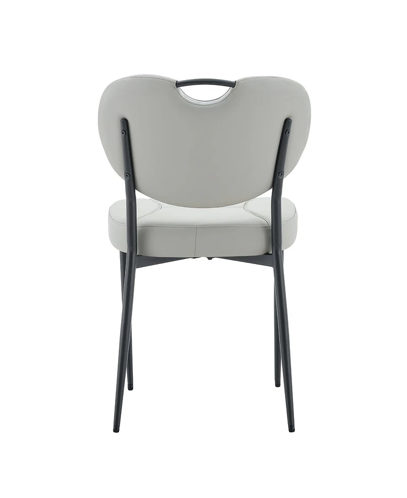 Streamdale Furniture 2 Leather Dining Chairs with Metal Legs
