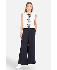 Yumi Women's Knitted Bow Trim Waistcoat