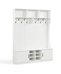 Slickblue Entryway Hall Tree 6-in-1 with Bench and Storage Unit