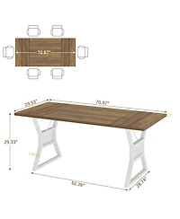 homfan Farmhouse Dining Table for 4 to 6, Rectangular Kitchen with Metal Legs