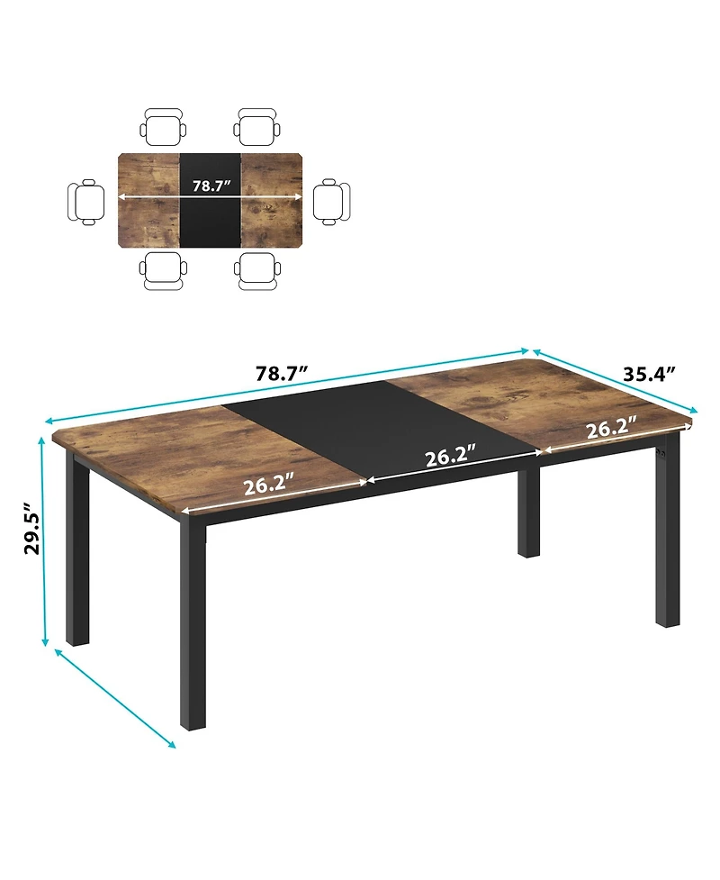homfan Rectangular Dining Table for 6 to 8 with Metal Frame, Large Kitchen and Room