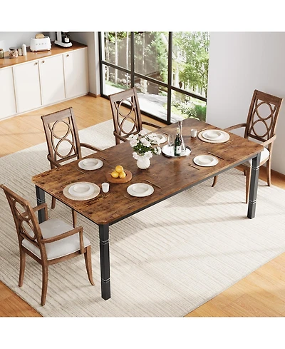 homfan Large Rectangular Dining Table for 6 to 8 with Metal Frame