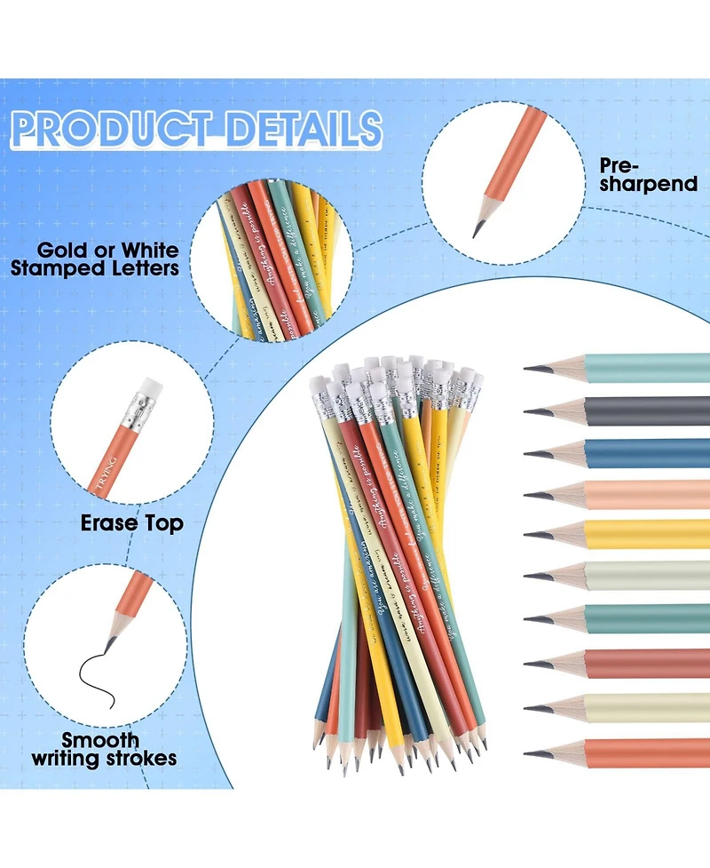 Gnuadz Inspirational Pencils Bulk Graduation Gift Teacher Motivational Saying School Awards Party Favor