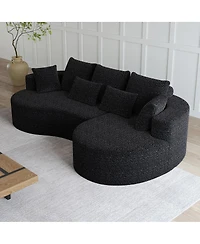 Streamdale Furniture Modern Oversized Chenille Sectional Sofa, 105-Inch Curved Cloud Couch with 7 Pillows