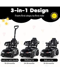 Slickblue 3 1 Ride On Stroller Car for Kids, Foot to Floor Sliding Walking Toy