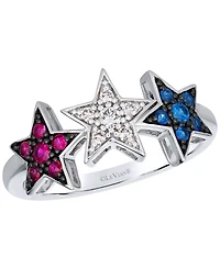 Le Vian Blueberry Sapphire, Passion Ruby (1/4 ct. t.w.) & Vanilla Diamond (1-1/10 ct. t.w.) Americana Stars Ring in 14k Vanilla Gold