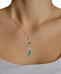 Le Vian Aquaprase, Montana Sapphire (1-3/4 ct. t.w.) & Diamond Pendant Necklace in 14k Honey Gold