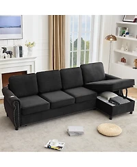 Streamdale Furniture 106.5" Modular L-Shape Pull Out Sofa Bed with Charging