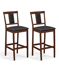 Costway Upholstered Barstool 29.5" Bar Height Kitchen Island Stool