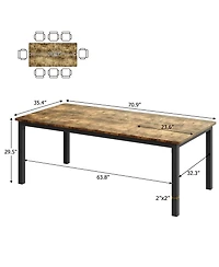 homfan Industrial Dining Table for 6 to 8, Rectangular Kitchen with Metal Legs