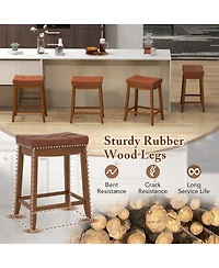 Sugift Upholstered Bar Stools Set of Two with Saddle Seat Design