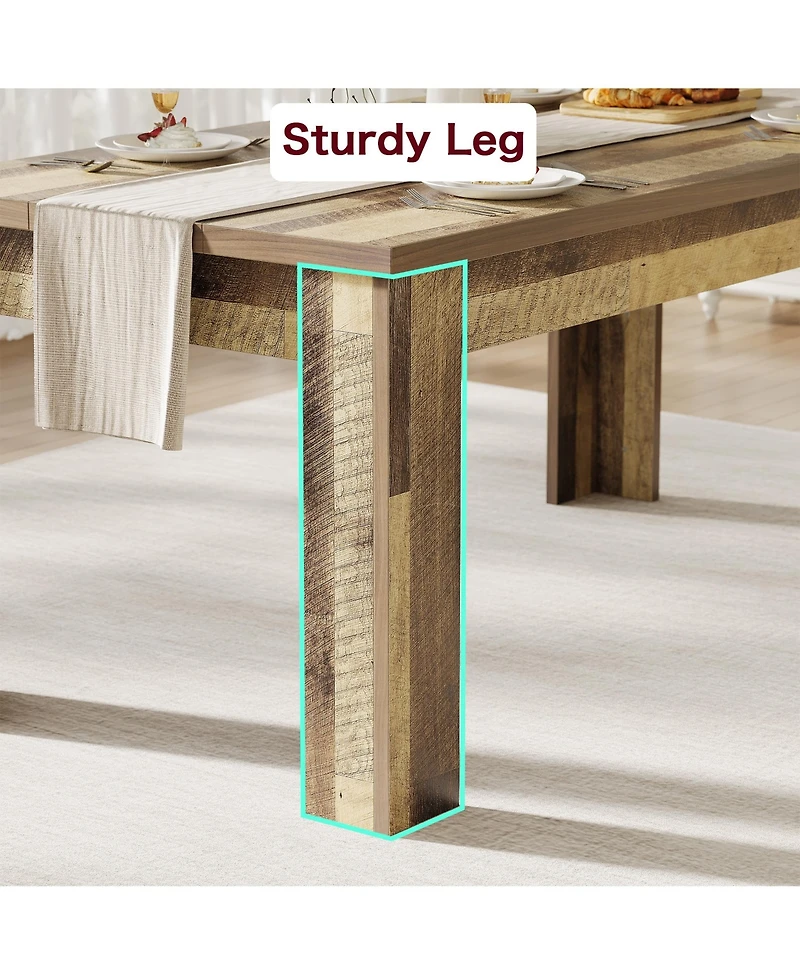 homfan Farmhouse Dining Table for 4 to 6, 63.0 x 31.0 in Rectangular Kitchen Table