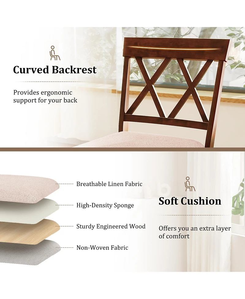Sugift Counter Height Bar Stools with Upholstered Seat Cushion Set