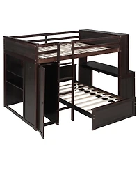 Streamdale Furniture Loft Bed With Twin Bed, Shelves, Desk, Wardrobe
