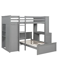 Streamdale Furniture Loft Bed with Desk, Shelves, Wardrobe