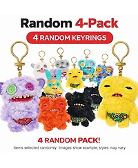 Fuggler Set of 4 Zuru Fuggler Keyring 5 Inch Plush Toy Mystery Random Assortment