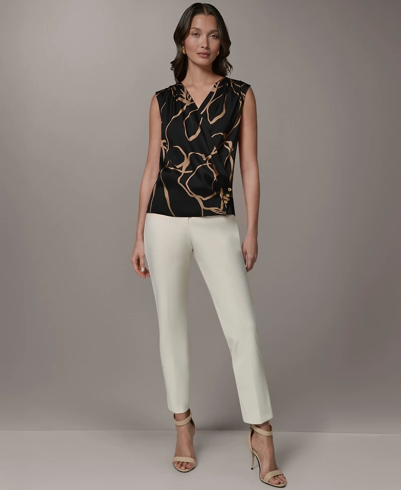 Donna Karan New York Women's Faux Wrap V-Neck Top