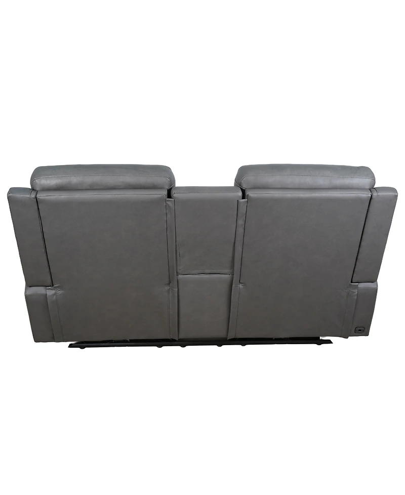 Hewitt 73" Leather Power Reclining Console Loveseat
