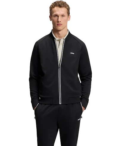 Boss by Hugo Men's Triangle-Jacquard Zip-Up Sweatshirt