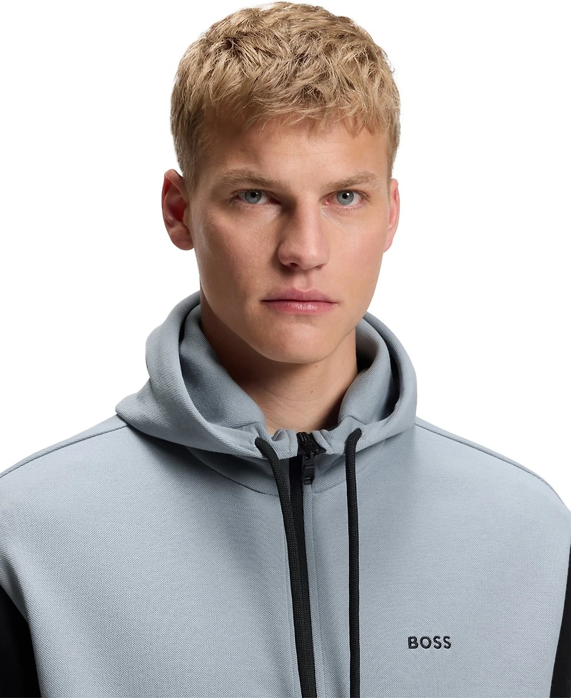 Boss by Hugo Men's Regular-Fit Zip-Up Spacer Pique Sweatshirt