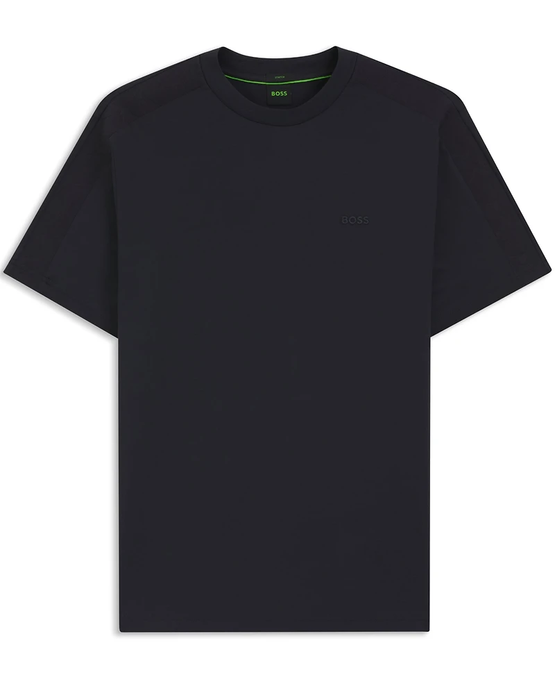 Boss by Hugo Men's Stretch-Cotton Regular-Fit Jacquard Tape T-Shirt