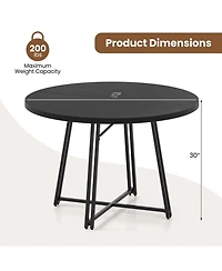 Gymax Dining Table w/8 Metal Supporting Legs and Cross Base for Room