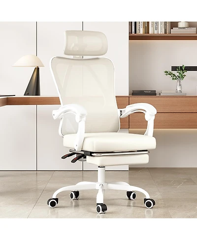 Flynama High Back Mesh Office Chair with Footrest,Adjustable HeadrestandLumbar