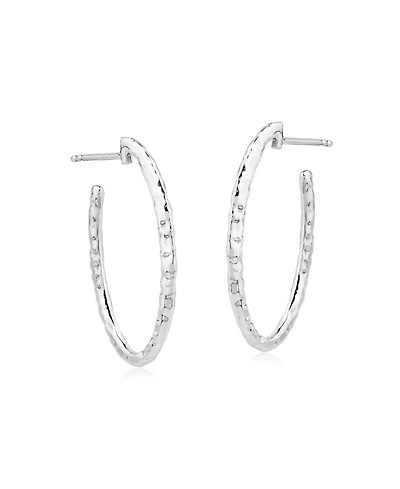 American West Jewelry Sterling Textured Oval Hoop Earrings