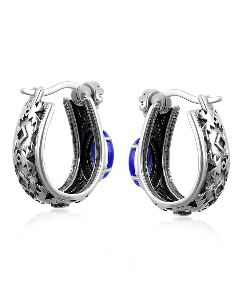 American West Jewelry Sterling Marquise Cut Huggie Hoop Earrings