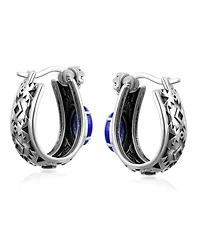 American West Jewelry Sterling Marquise Cut Huggie Hoop Earrings