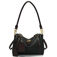 Susu Women's Elara Pebbled Leather Satchel Boston Dome Bag Top Handle Shoulder Crossbody Handbag