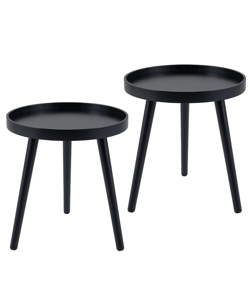 Gymax Set of 2 Round Side Table Sofa Coffee End Accent Table Nightstand Home Furniture