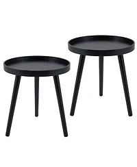 Gymax Set of 2 Round Side Table Sofa Coffee End Accent Table Nightstand Home Furniture