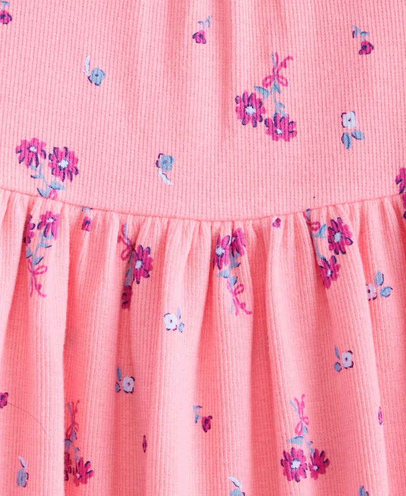First Impressions Baby Girls' 0M-24M Short-Sleeve Floral-Print Rib Dress, Macy's Exclusive