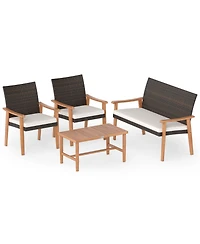Slickblue Patio Furniture Set 4 Piece Rattan Chairs with Cushions