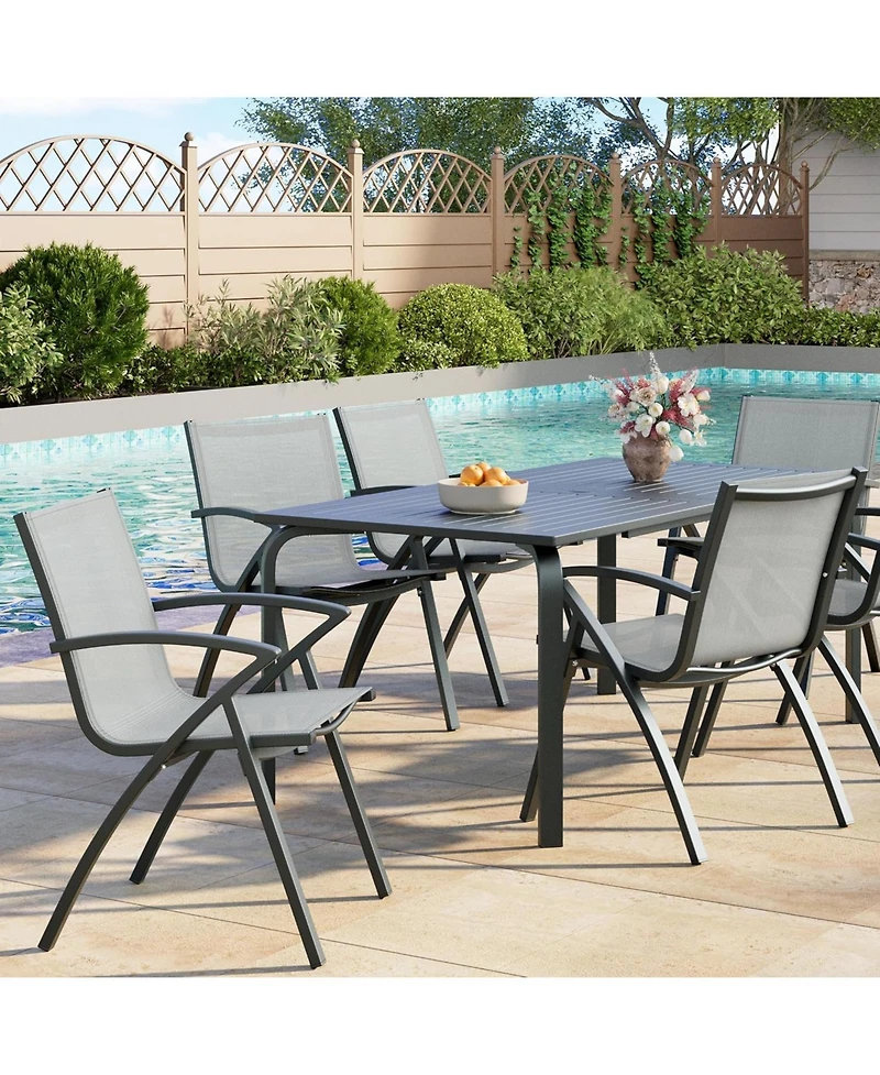 GarveeLife Aluminum Patio Dining Chairs Set Stackable All-Weather Quick-Dry Textilene Mesh, Durable Metal Frame