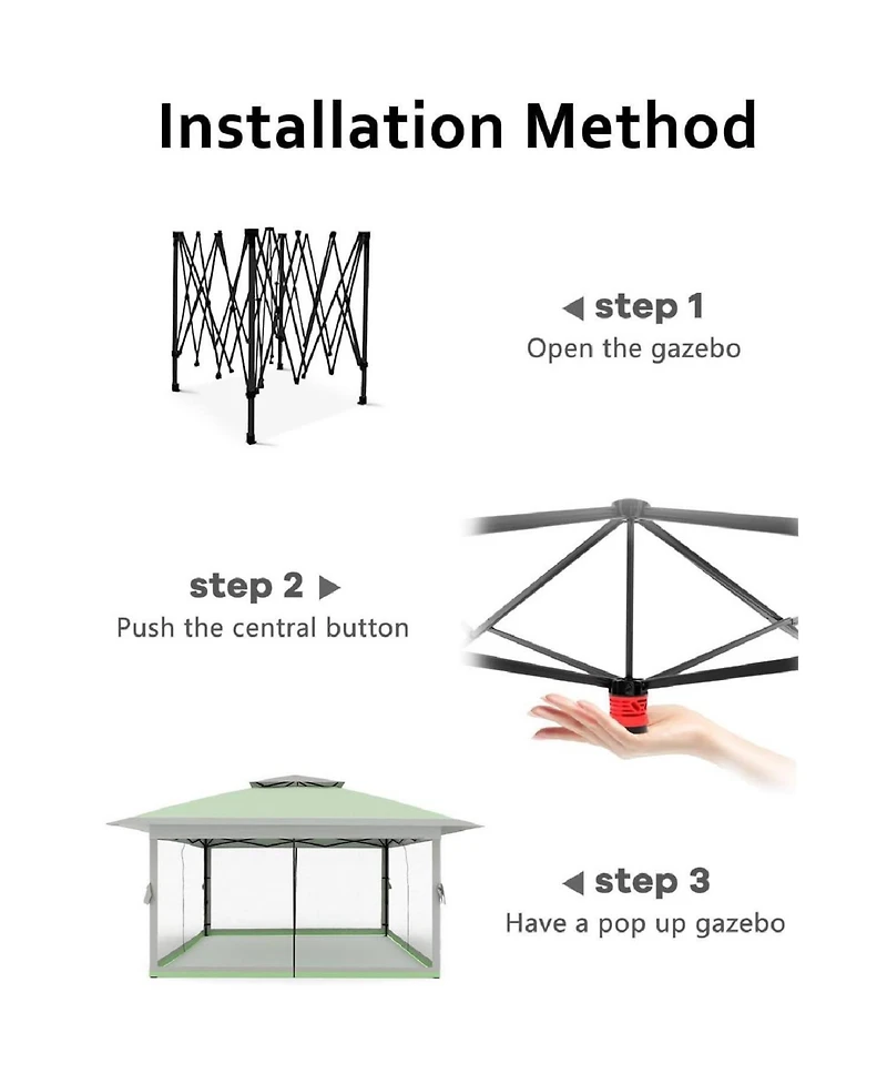 gaomon Pop Up Gazebo Canopy Tent for Backyard Patio Garden with 4 Sand Bags, Green