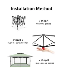 gaomon Pop Up Gazebo Canopy Tent for Backyard Patio Garden with 4 Sand Bags, Green
